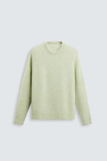Zara TEXTURED SWEATER - Light green