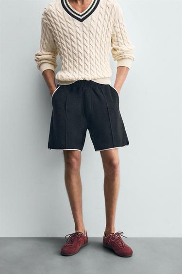 CONTRAST TOWELLING BERMUDA SHORTS - Navy blue by Zara