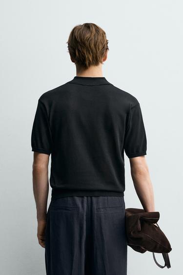 POLO EN MAILLE REGULAR FIT - Noir de Zara