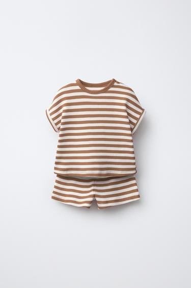 CONJUNTO CAMISETA Y BERMUDA WAYAS WAFFLE - Marrón claro de Zara