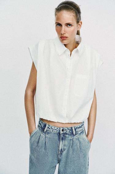 KURZES BAUSCHIGES HEMD - Weiß von Zara