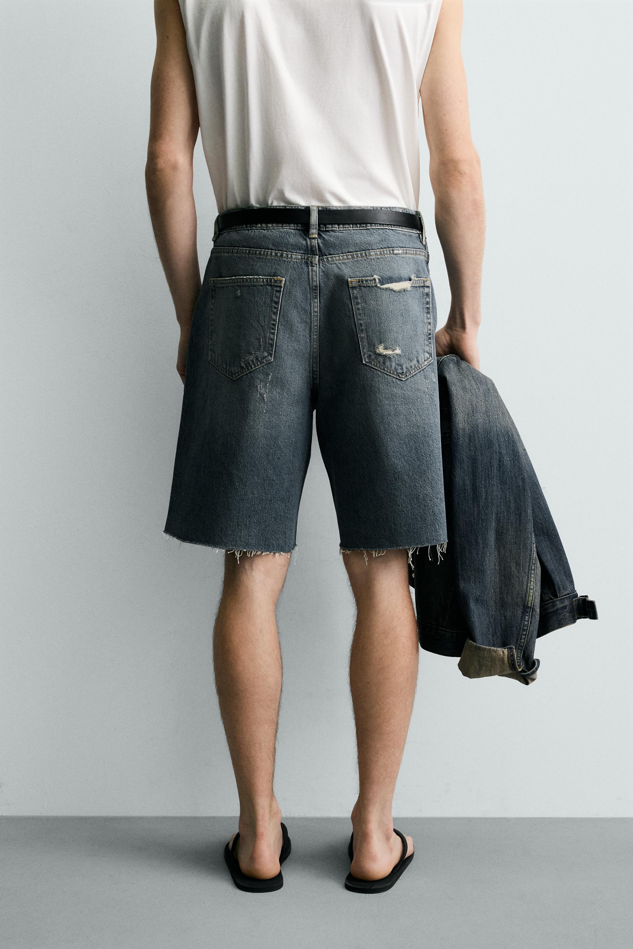 RIPPED RELAXED FIT DENIM SHORTS