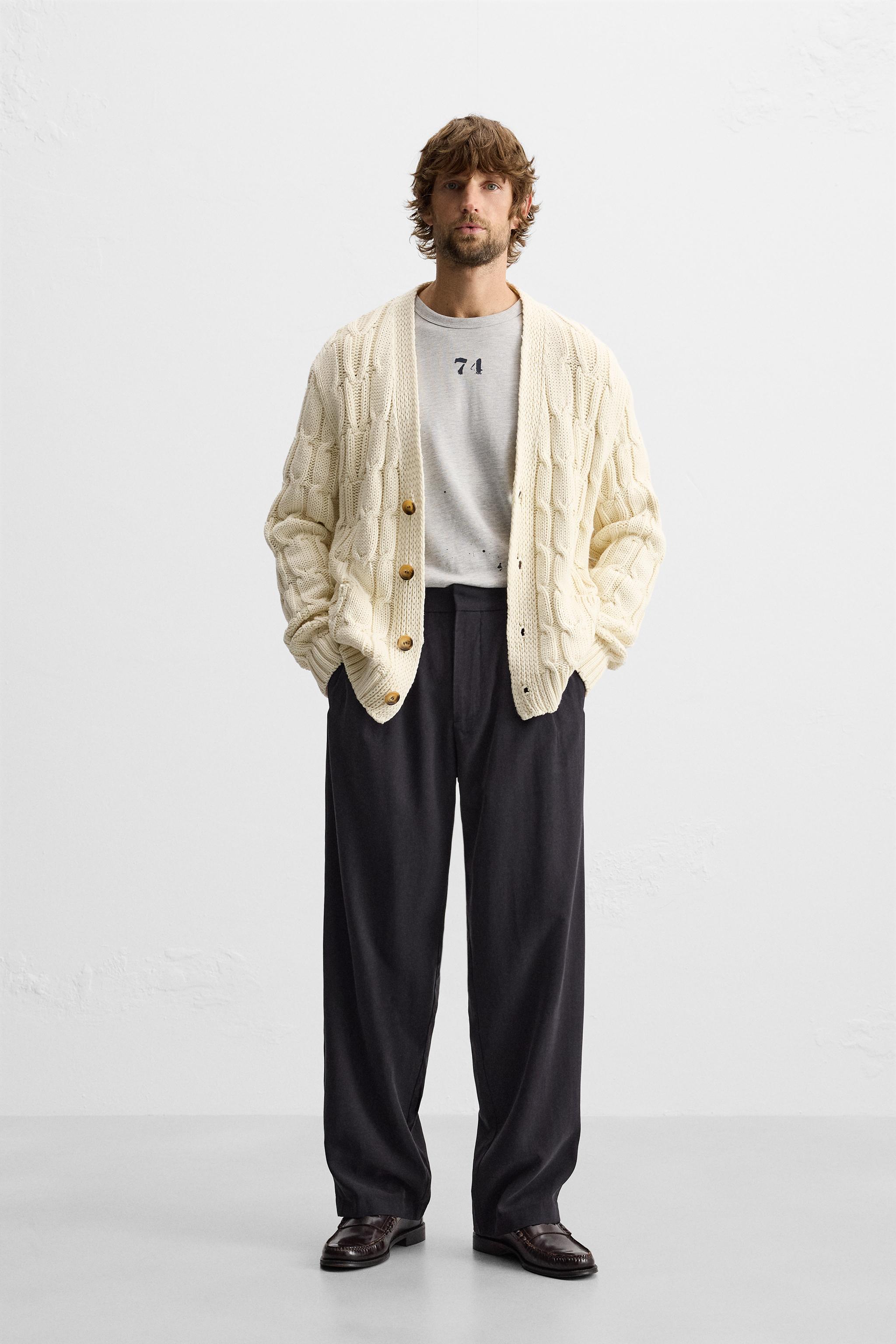 TEXTURED WEAVE WOVEN CARDIGAN - Ecru | ZARA United States