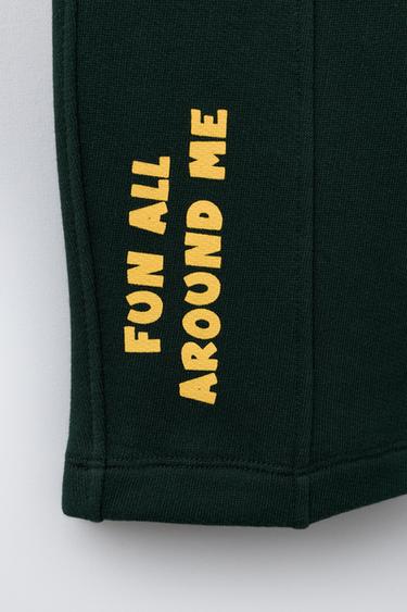 PLUSH BALLOON TROUSERS WITH SLOGAN - Green by Zara - Image 3