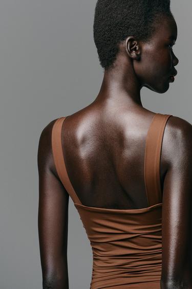 SHELL POLYAMIDE DRESS - Brown by Zara - Image 4