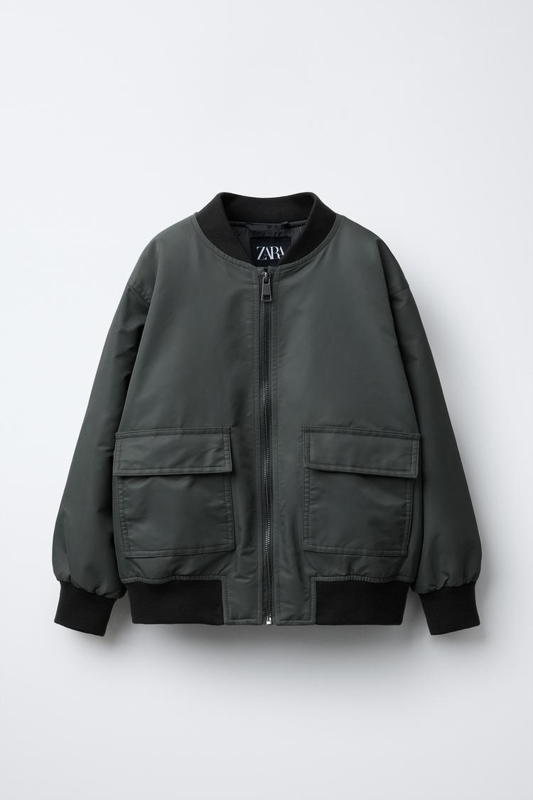 NYLON BOMBER JACKET WITH POCKETS Khaki ZARA Australia
