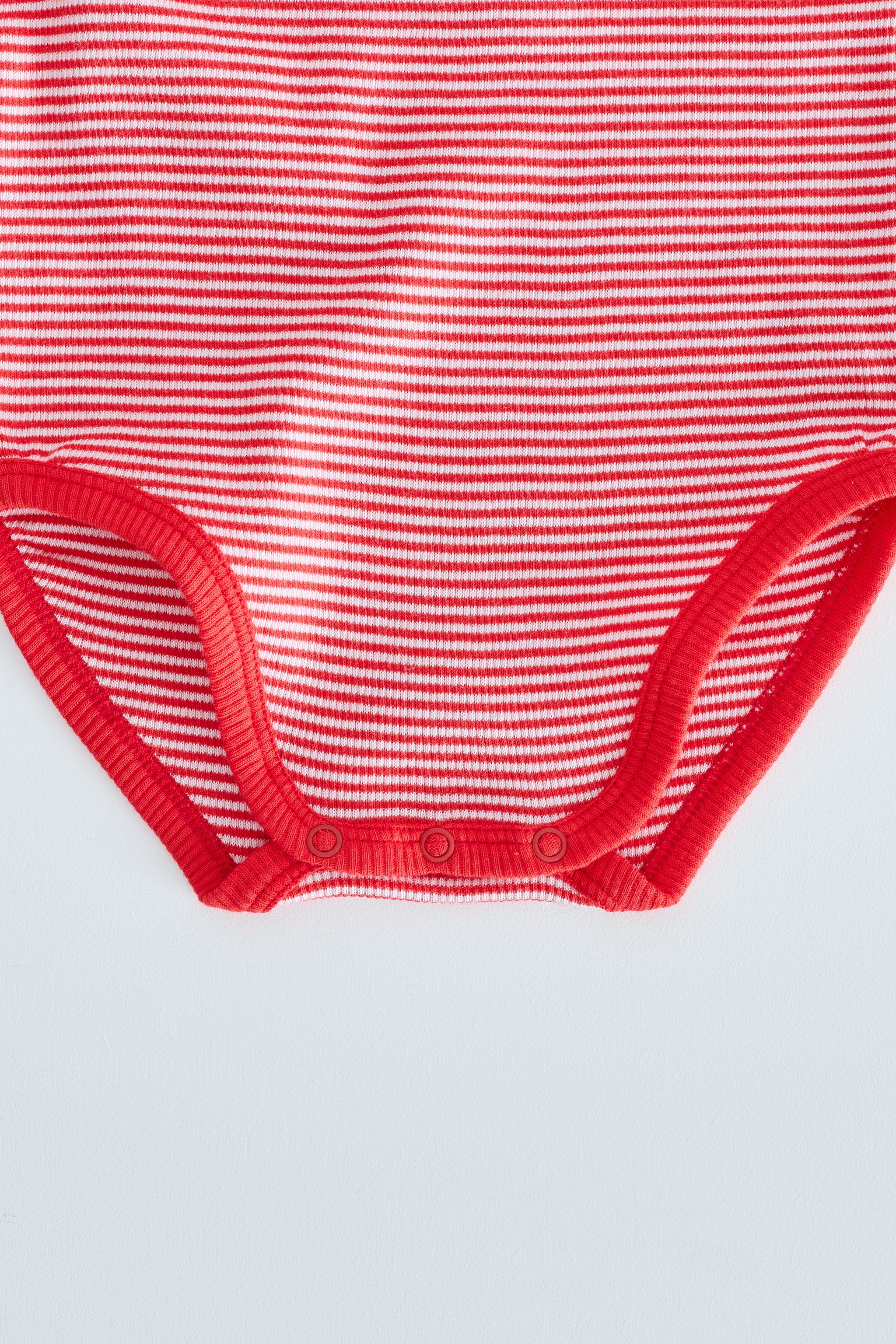 ZARA TIMELESS - CONTRAST TRIM STRIPED BODYSUIT — Red