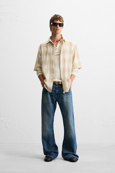 CAMISA CUADROS - Beige de Zara - Imagen 0