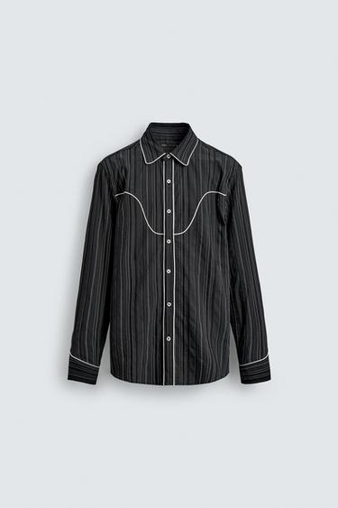 WESTERN SHIRT WITH PIPING - Grey by Zara