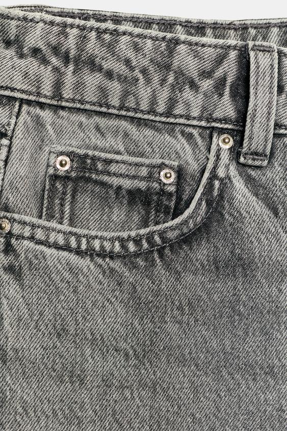 JEANS Z1975 BARREL TAILLE HAUTE COUTURES - Gris de Zara - Image 2