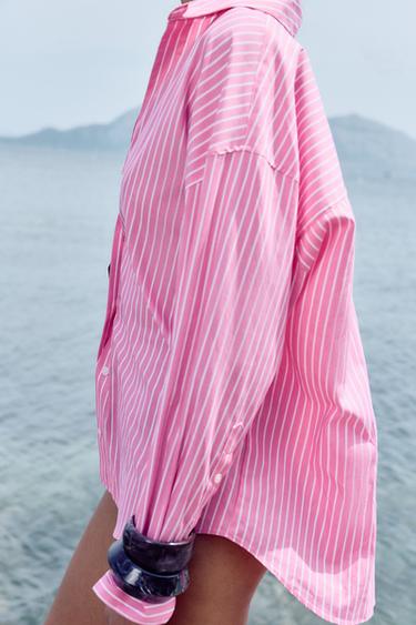 CHEMISE BASIQUE EN POPELINE - Rose de Zara - Image 3