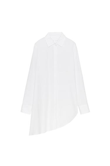 CHEMISE ASYMÉTRIQUE POPELINE ZW COLLECTION - Blanc de Zara