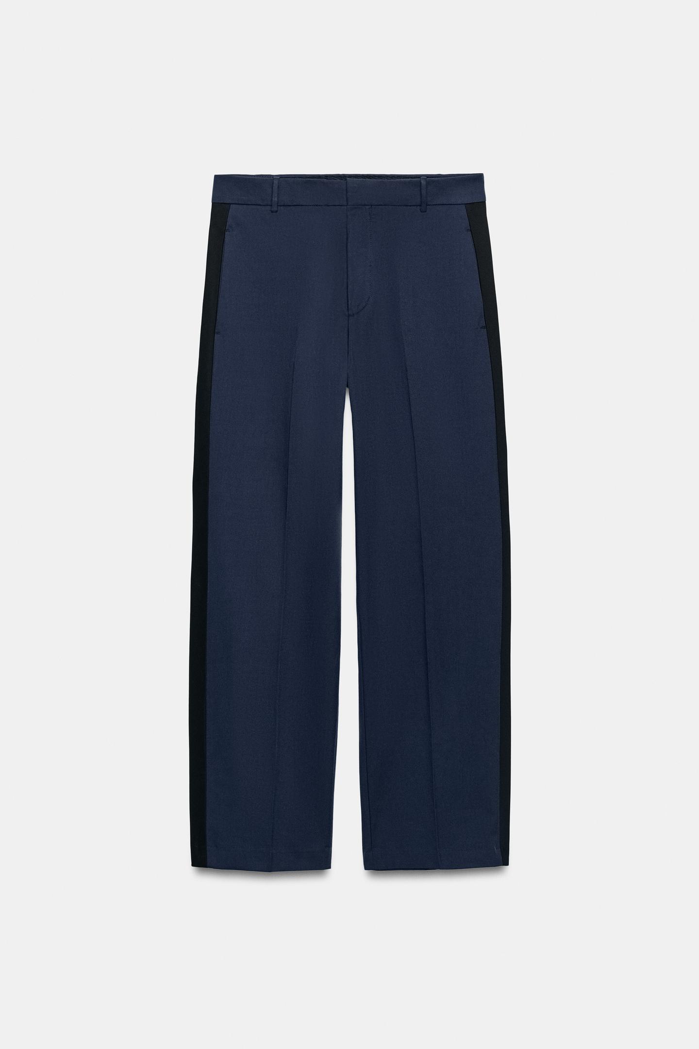 Женские брюки Zara ZW Collection Contrast Band, цвет: Тёмно-синий — фото 6