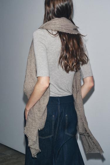 THREE-QUARTER SLEEVE T-SHIRT - Beige marl by Zara - Image 3