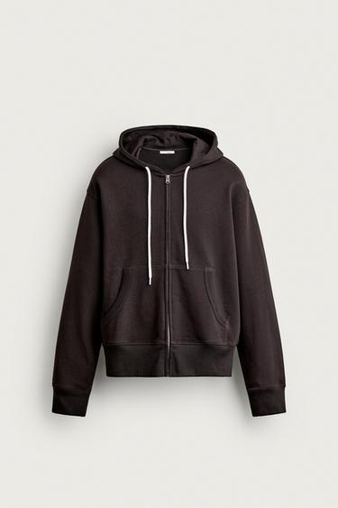 REGULAR-FIT SWEATSHIRT MET CAPUCHON EN RITSSLUITING - Donker antraciet van Zara