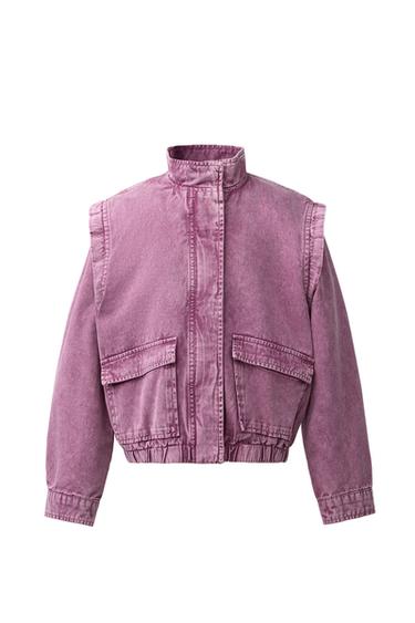 CAZADORA EFECTO LAVADO - Rosado oscuro de Zara