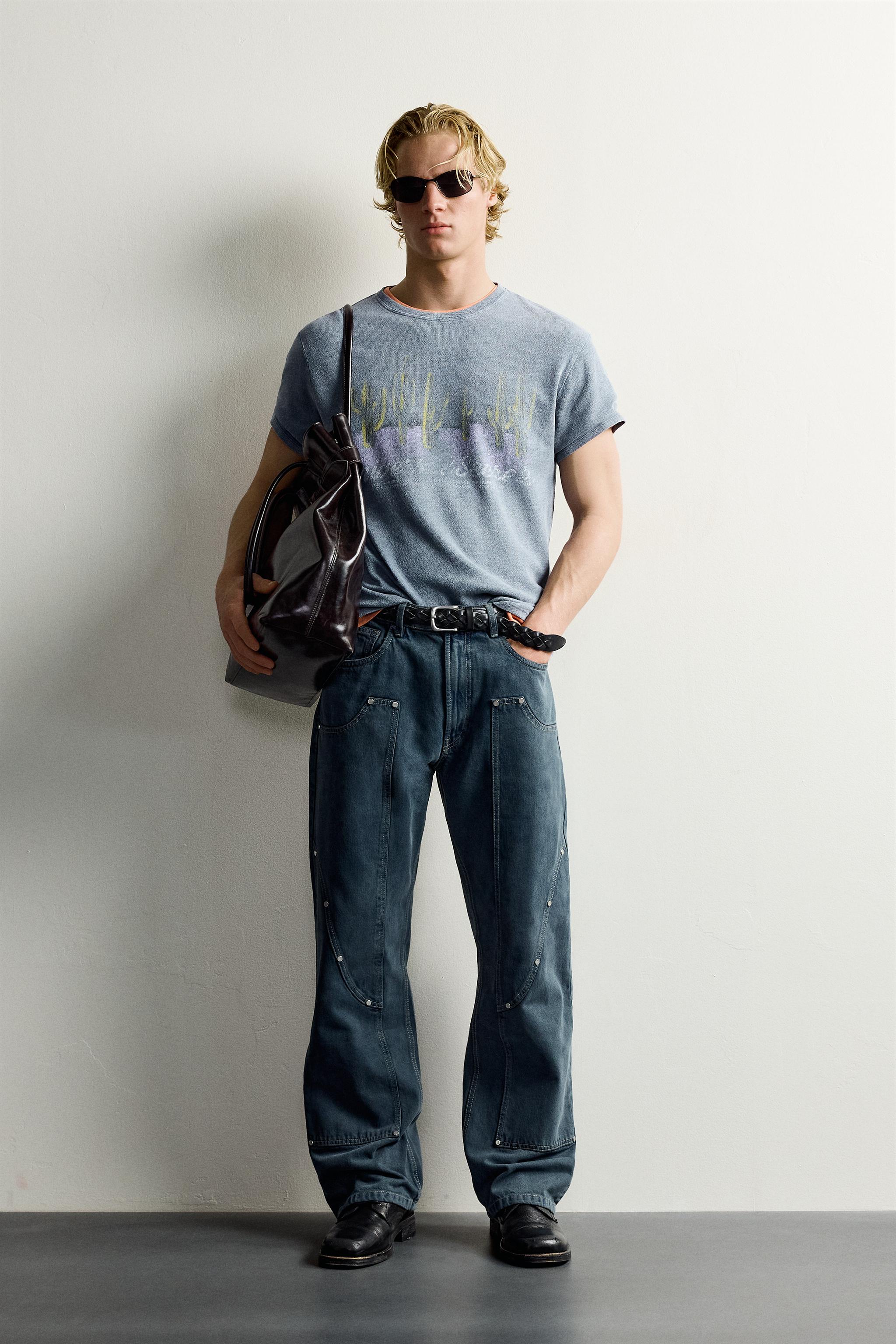 PRINTED WASHED KNIT T-SHIRT