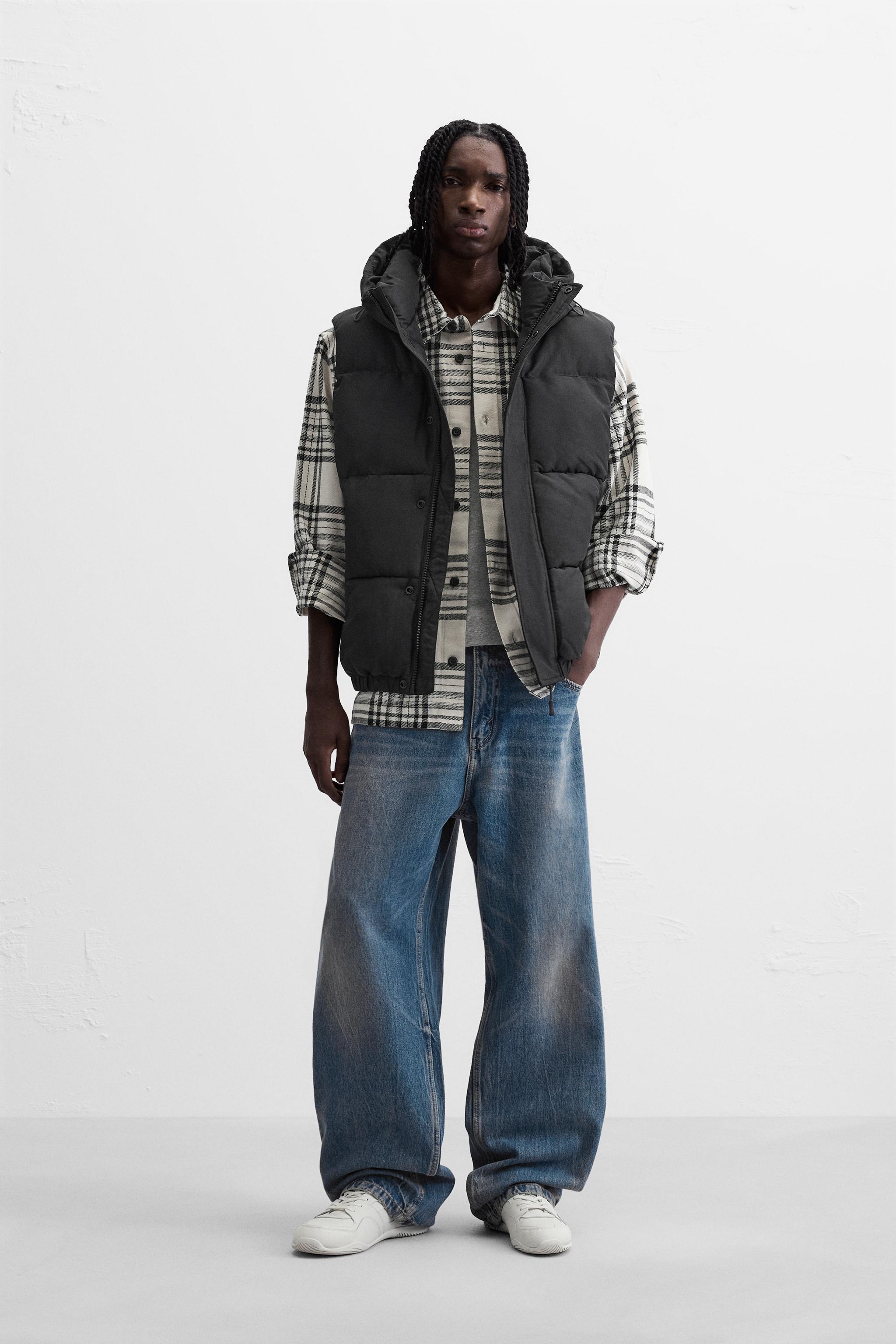 PADDED GILET WITH HOOD Black ZARA United Kingdom