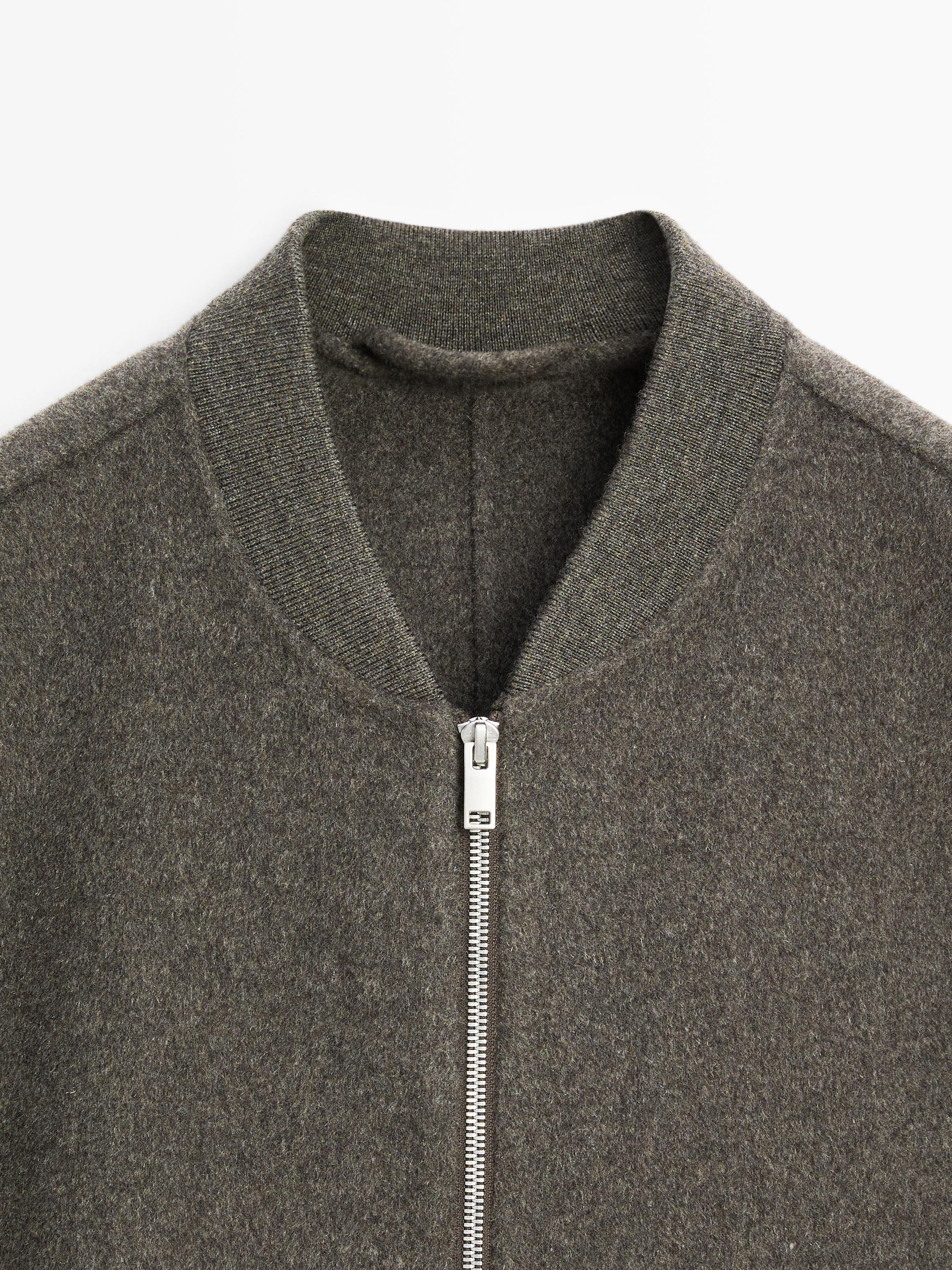 Wool blend bomber jacket