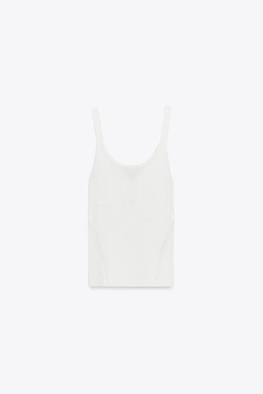 TOP AJUSTÉ EN MAILLE - Blanc de Zara - Image 4