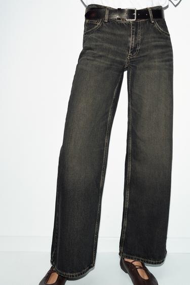 Z1975 WIDE-LEG LOW-RISE JEANS - Black / Brown by Zara