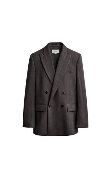 DOBBELTRADET BLAZER I 100% ULD MANTECO® - lys grå fra Zara