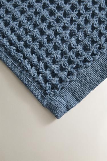 WAFFLE-KNIT COTTON HAND TOWEL (PACK OF 3) - dusty blue by Zara - Image 2