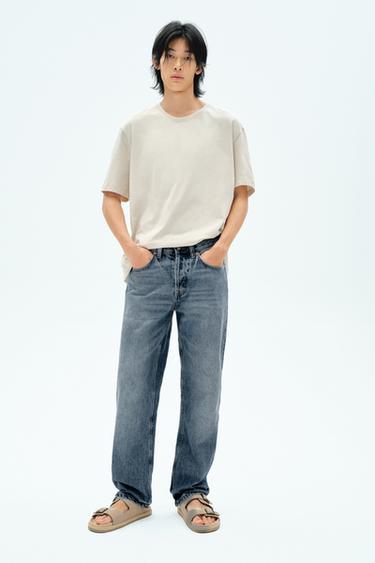 STRAIGHT-LEG JEANS - Mid-blue by Zara