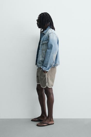 CONTRAST TECHNICAL BERMUDA SHORTS - ecru/khaki by Zara - Image 3