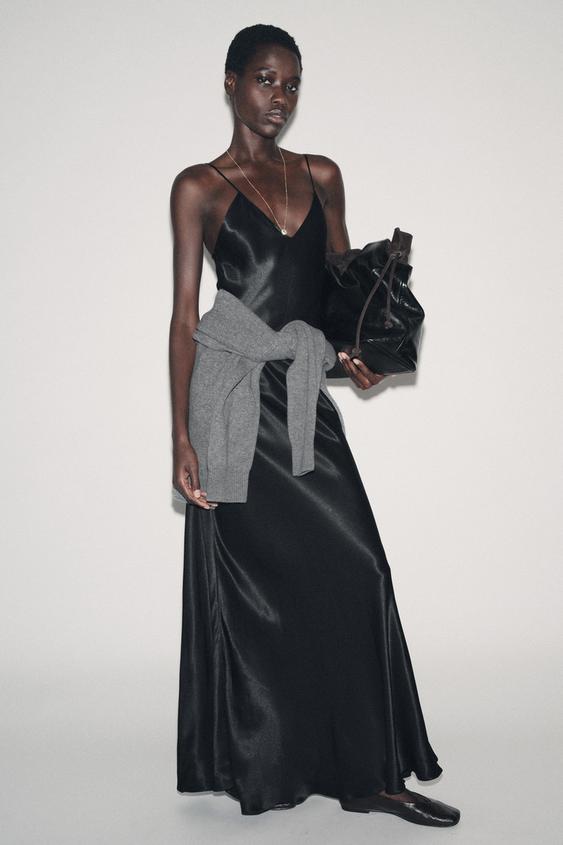 VESTIDO LENCERO ESTAMPADO ZW COLLECTION - Negro de Zara - Imagen 0