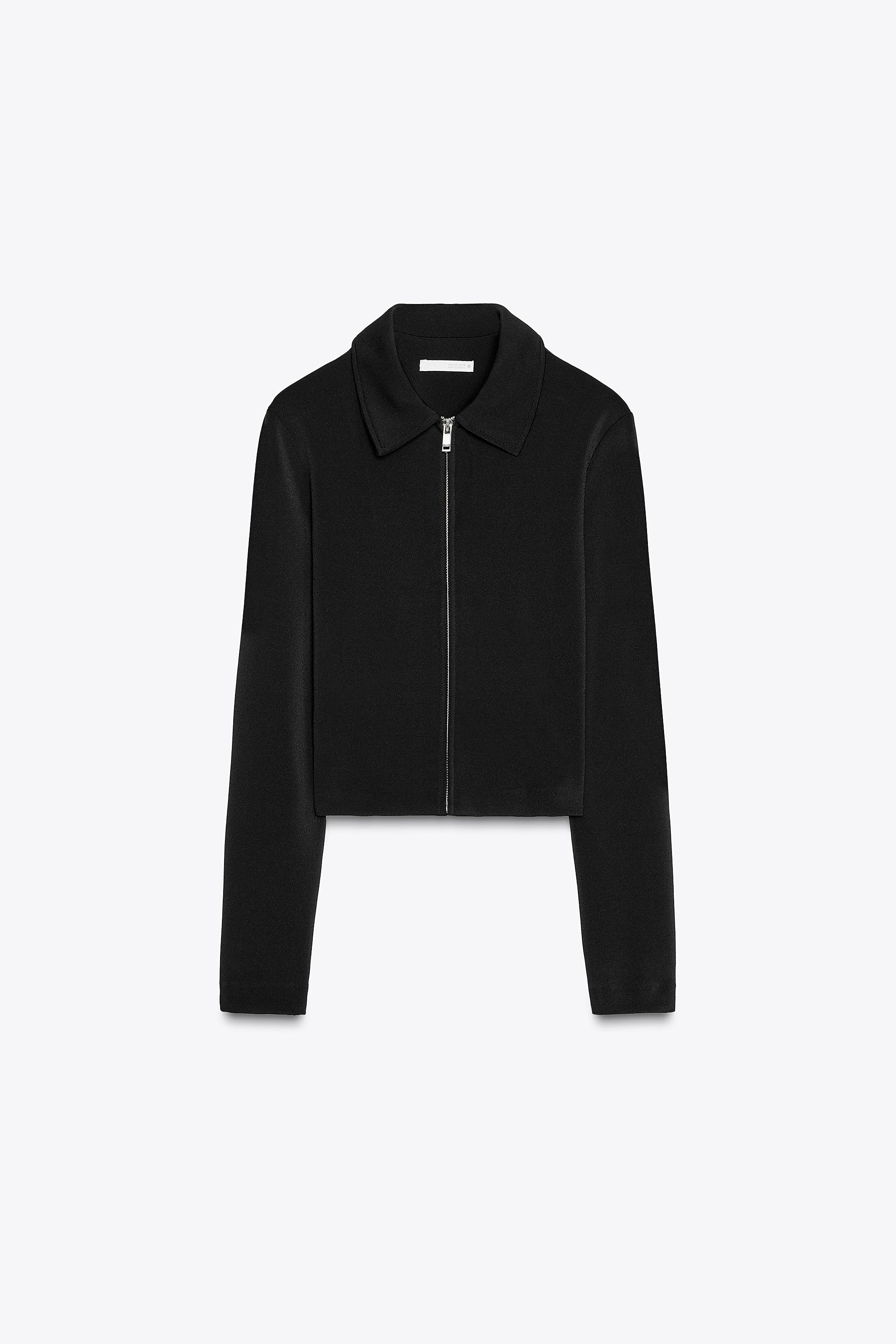 安心★関税込み★ZARA★CREPE ZIP-UP JACKET WASHED-EFFECT ZIP SWEATSHIRT - Faded blue | ZARA United States