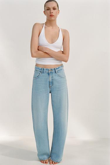 JEANS TRF CURVE بخصر عال - أزرق فاتح by Zara