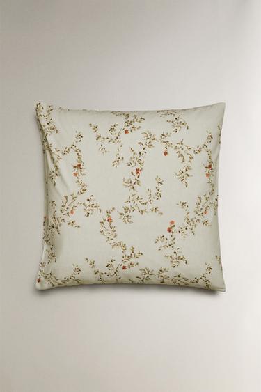 LEAF PRINT PILLOWCASE - Sea green by Zara - Image 1