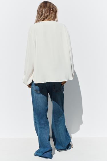 FLOWING CREPE BLOUSE - Ecru by Zara - Image 2