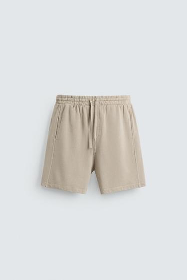 WASHED JOGGER BERMUDA SHORTS - Stone by Zara