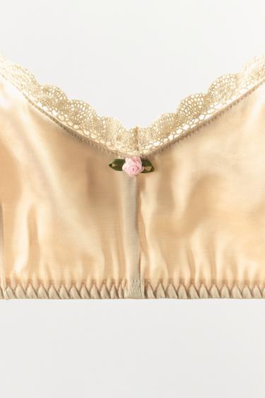 CONTRAST FLORAL LACE BRA - Ecru by Zara - Image 4