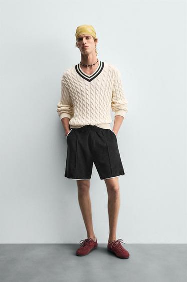 CONTRAST TOWELLING BERMUDA SHORTS - Navy blue by Zara - Image 0