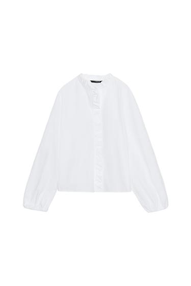 RUFFLED POPLIN BLOUSE - White by Zara
