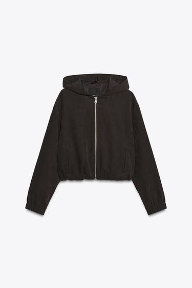 HOODED BOMBER JACKET - Dark brown by Zara