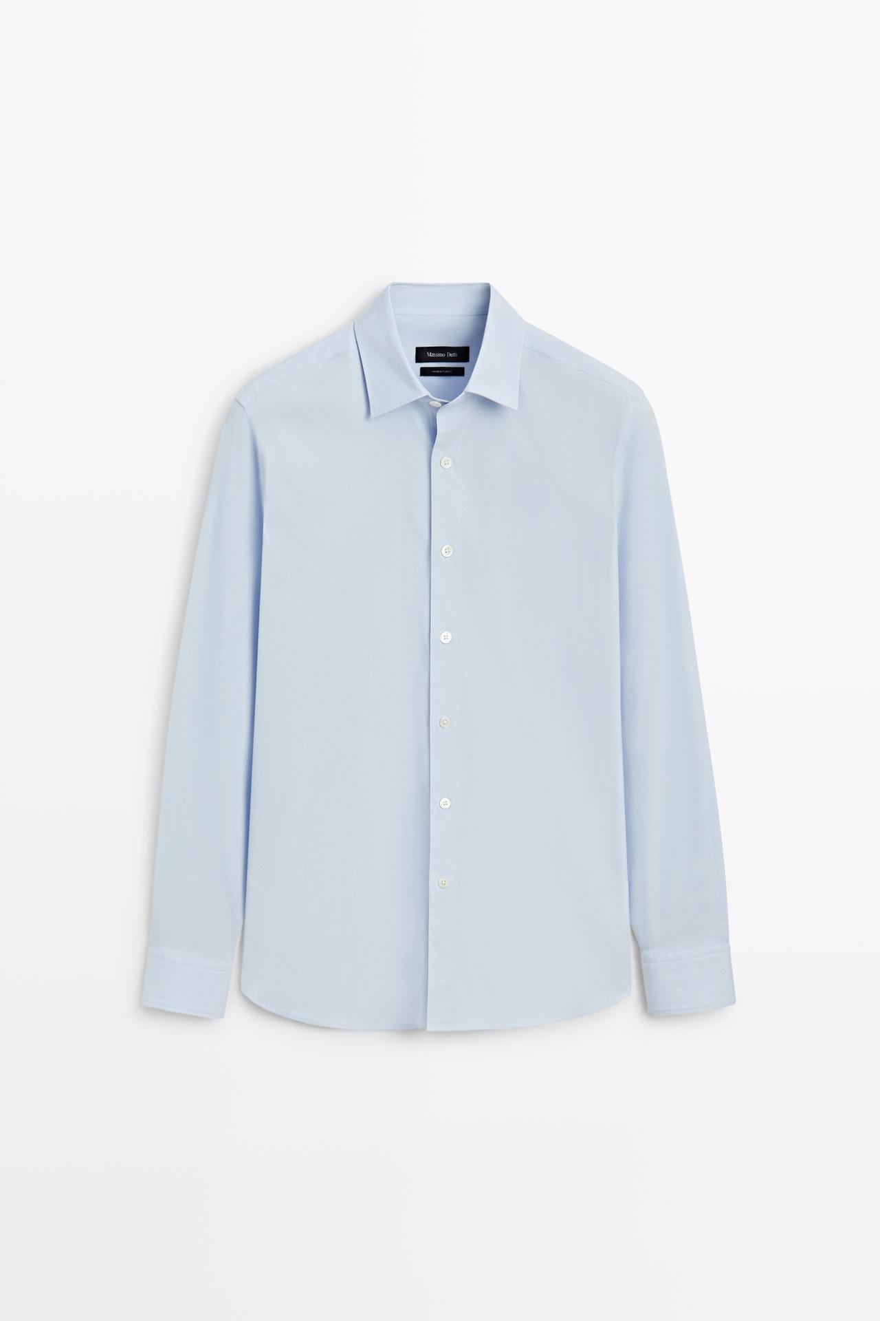 Stretch cotton regular fit shirt — Green stripe