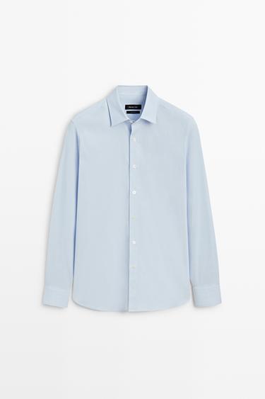 Stretch cotton regular fit shirt — Green stripe 1