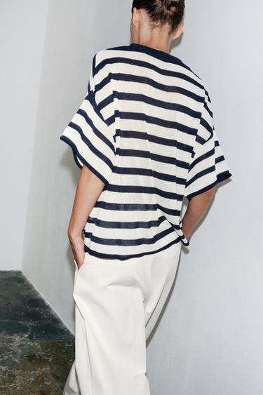 STRIPED KNIT POLO SHIRT - striped by Zara - Image 4
