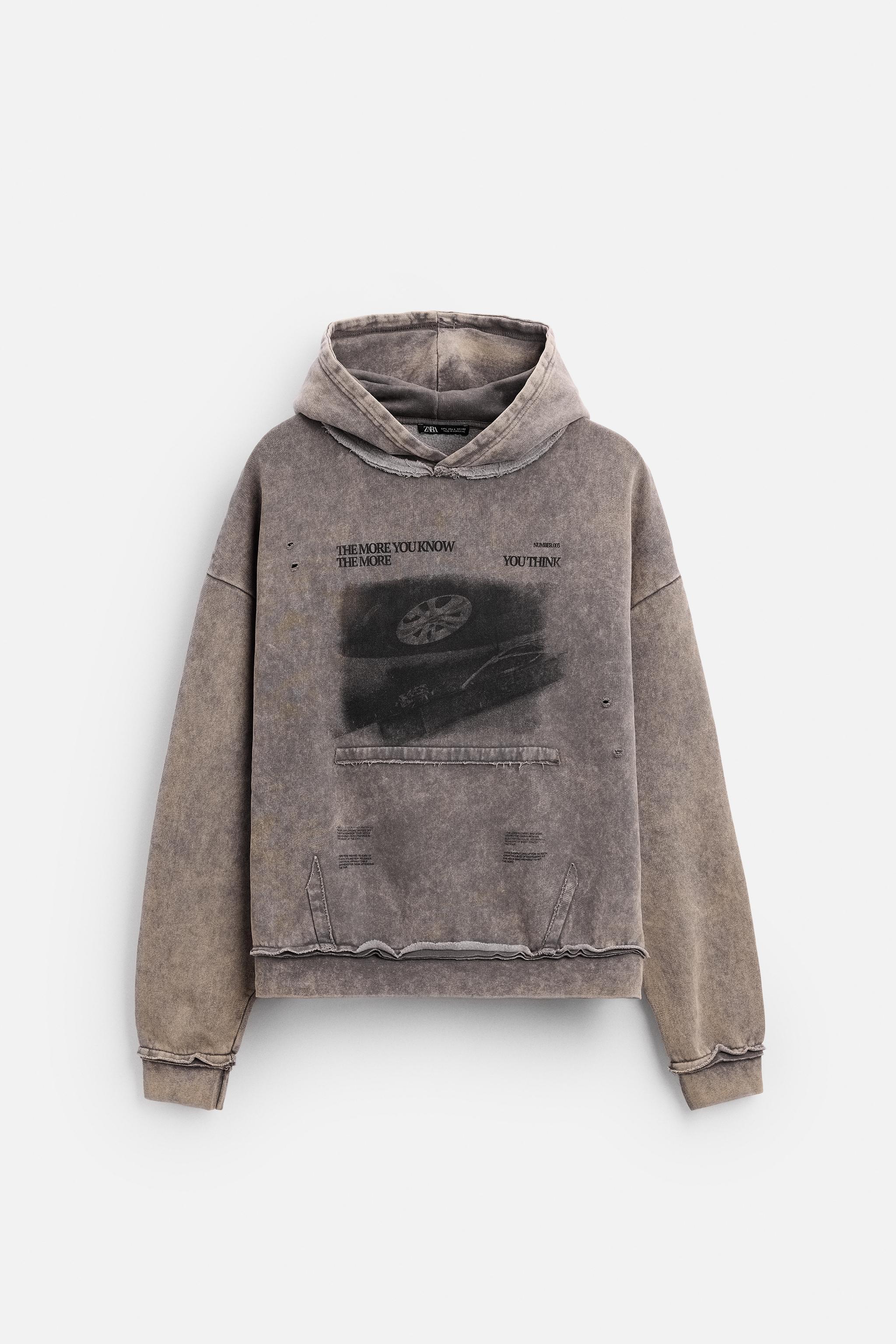 予約販売 ウォッシュド加工プリントスウェットシャツ ZARA | ブラウン - トップス