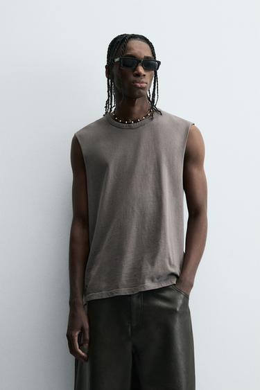 Zara RELAXED FIT TANK TOP - Cement