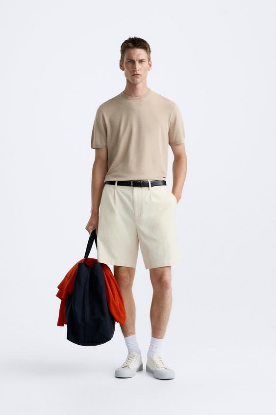 STRICK-T-SHIRT AUS VISKOSEMISCHGEWEBE - Sandfarben | ZARA 