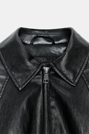 LEATHER EFFECT BOMBER JACKET - Black by Zara