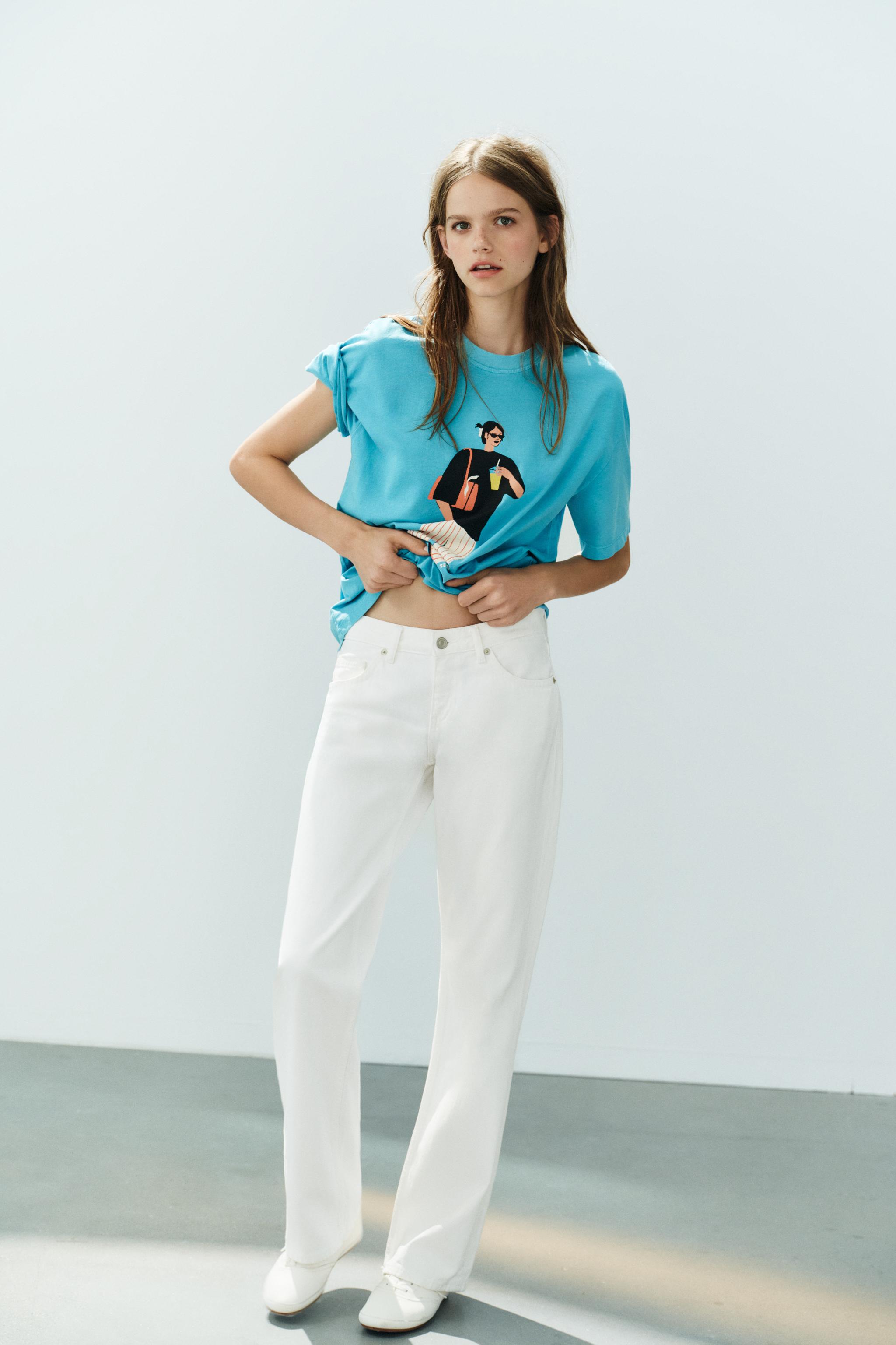 PHILIPPA COULES WASHED-EFFECT T-SHIRT — Blue