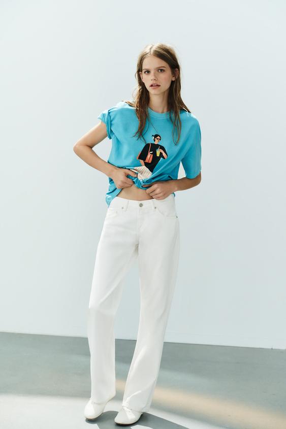 TRICOU CU EFECT PRESPĂLAT PHILIPPA COULES - Albastru de la Zara - Imaginea 0