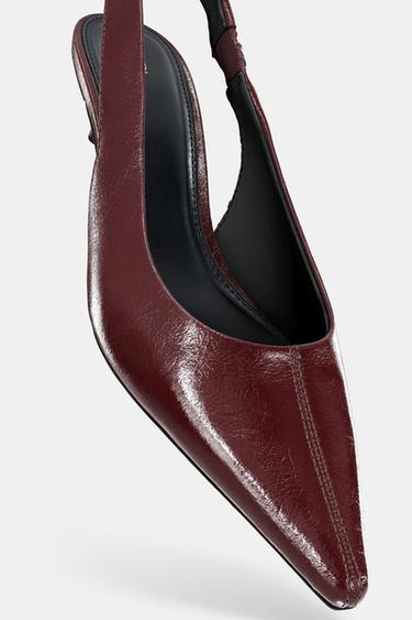 CHAUSSURES À TALONS OUVERTES À L'ARRIÈRE EN CUIR - Bordeaux de Zara - Image 6