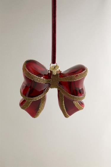 SPARKLY BOW CHRISTMAS TREE DECORATION - Red by Zara - Image 1